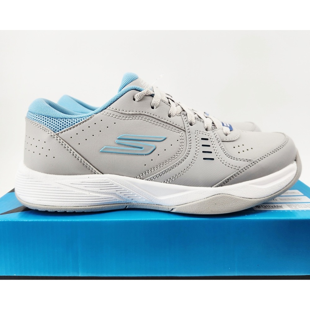 Skechers Viper Court Smash Pickleball Shoes Gray Blue 172072 GYBL‎ Womens 10